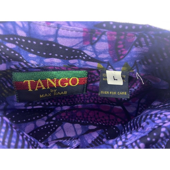 Tango by Max Raab Leaf Print Short Sleeve Button Up Shirt USA Made Mens Size L - Picture 3 of 9